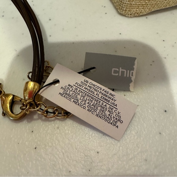 NWT Chico’s Boho Necklace “Brown Pearl Prairie Sunset” Leather w/ fringe tassel - Picture 13 of 13